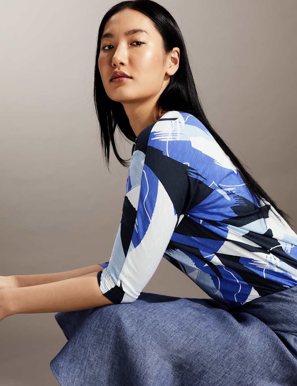 Jersey Printed Batwing Top image 1