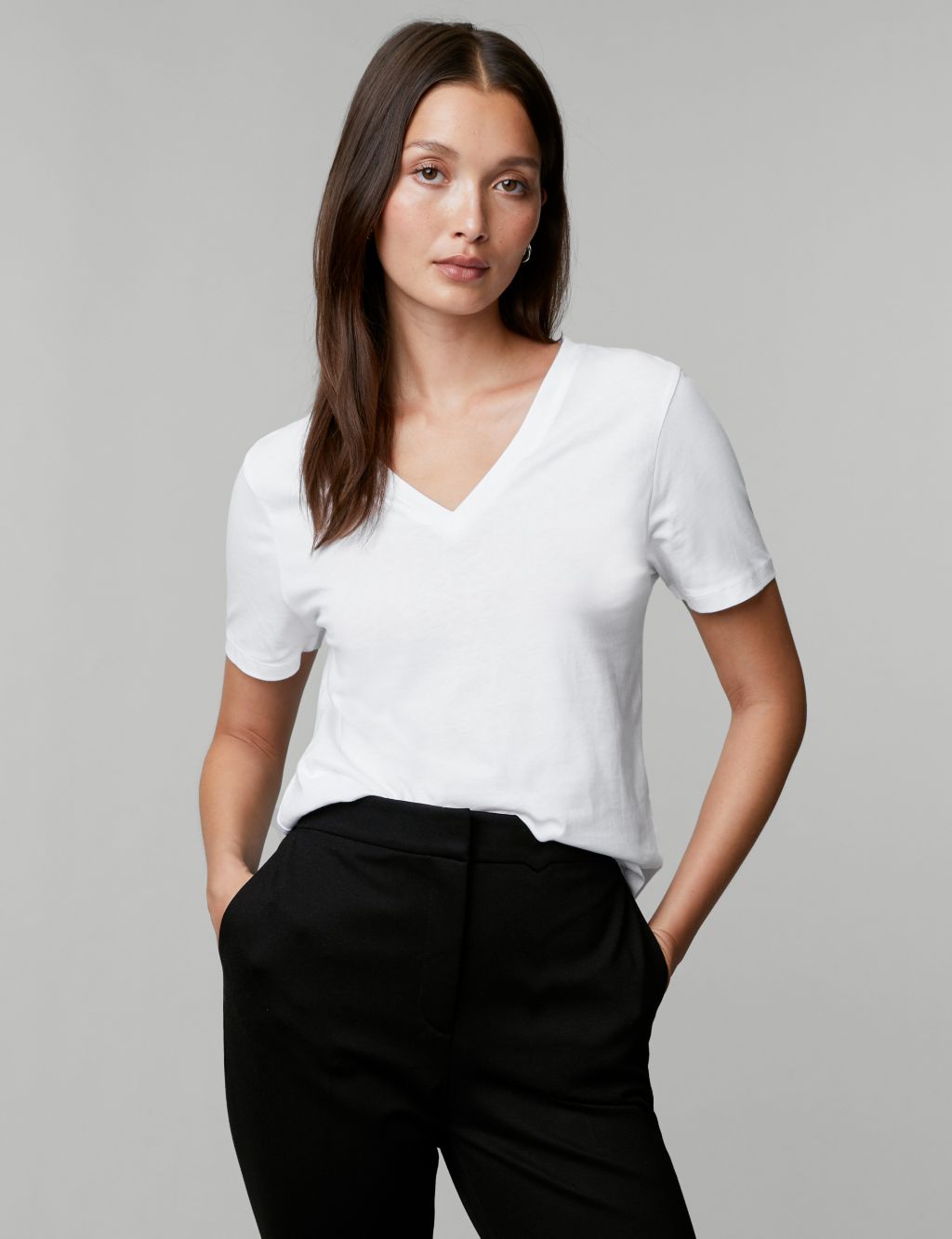 Pure Cotton V-Neck T-Shirt image 1