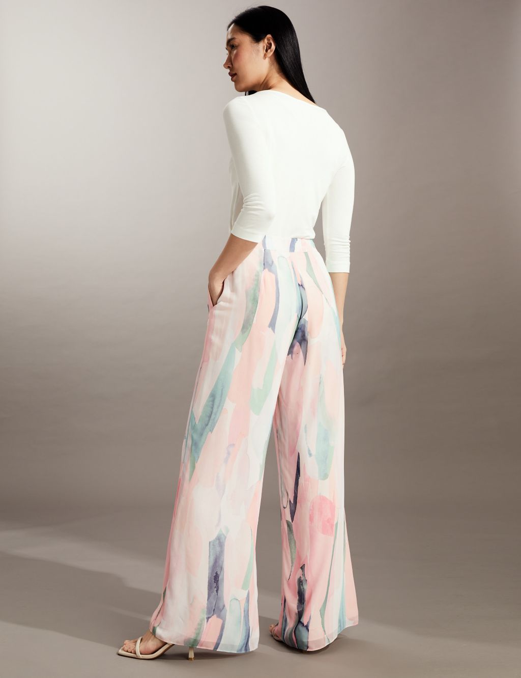 Printed Wide Leg Trousers image 4