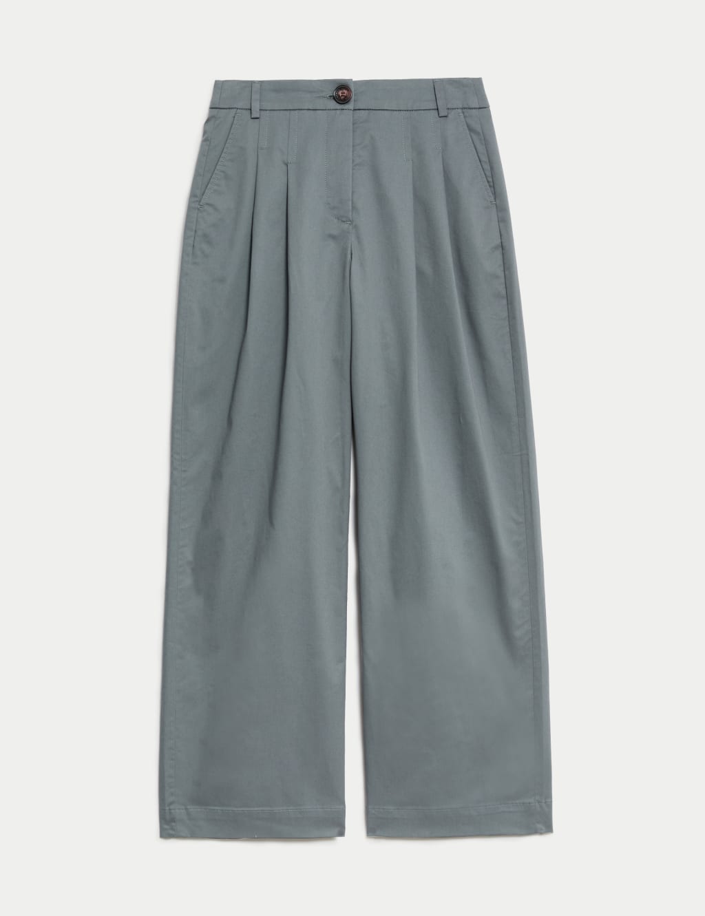 Cotton Rich Pleated Wide Leg Trousers image 2