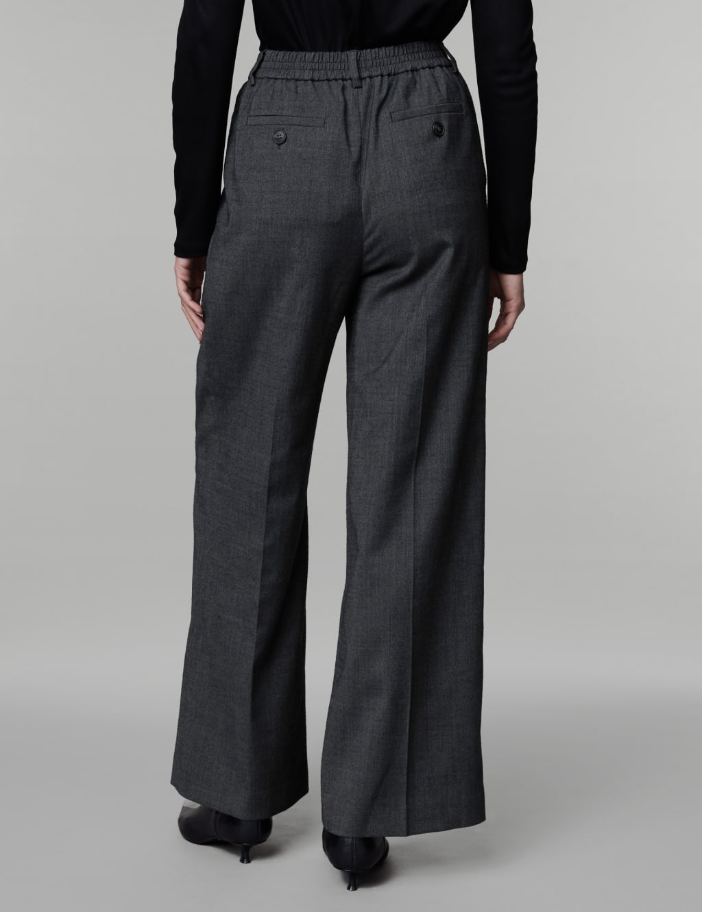 Wool Blend Pleat Front Wide Leg Trousers image 5