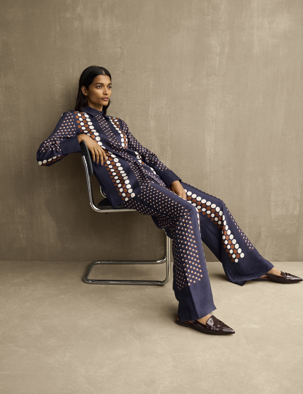 Geometric Drawstring Wide Leg Trousers image 3