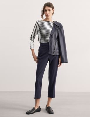 Wool Rich Straight Leg Cropped Trousers