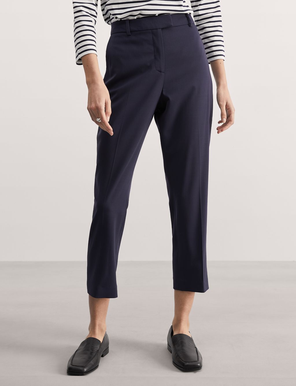Wool Rich Straight Leg Cropped Trousers image 3