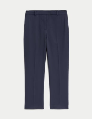 Wool Rich Straight Leg Cropped Trousers