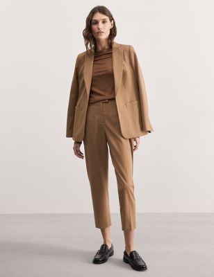 Wool Rich Straight Leg Cropped Trousers