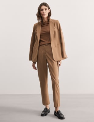 

JAEGER Womens Wool Rich Straight Leg Cropped Trousers - Camel, Camel