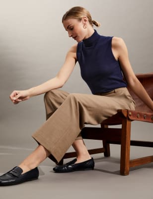 

JAEGER Pantalón de lana de pata anchaWomens - Camel, Camel