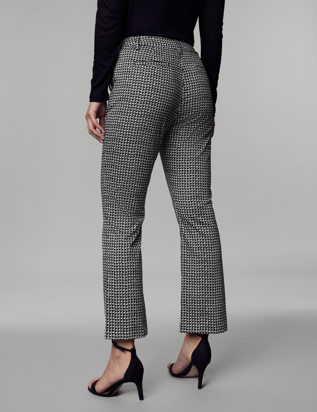 Cotton Rich Geometric Slim Fit Trousers image 5