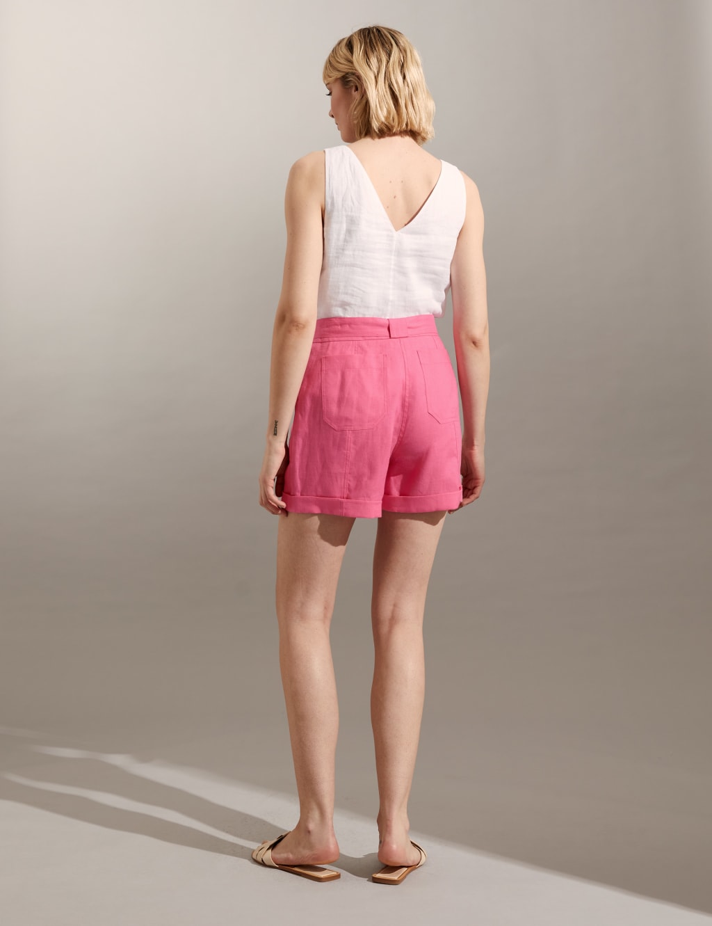 Pure Linen Belted Shorts image 4