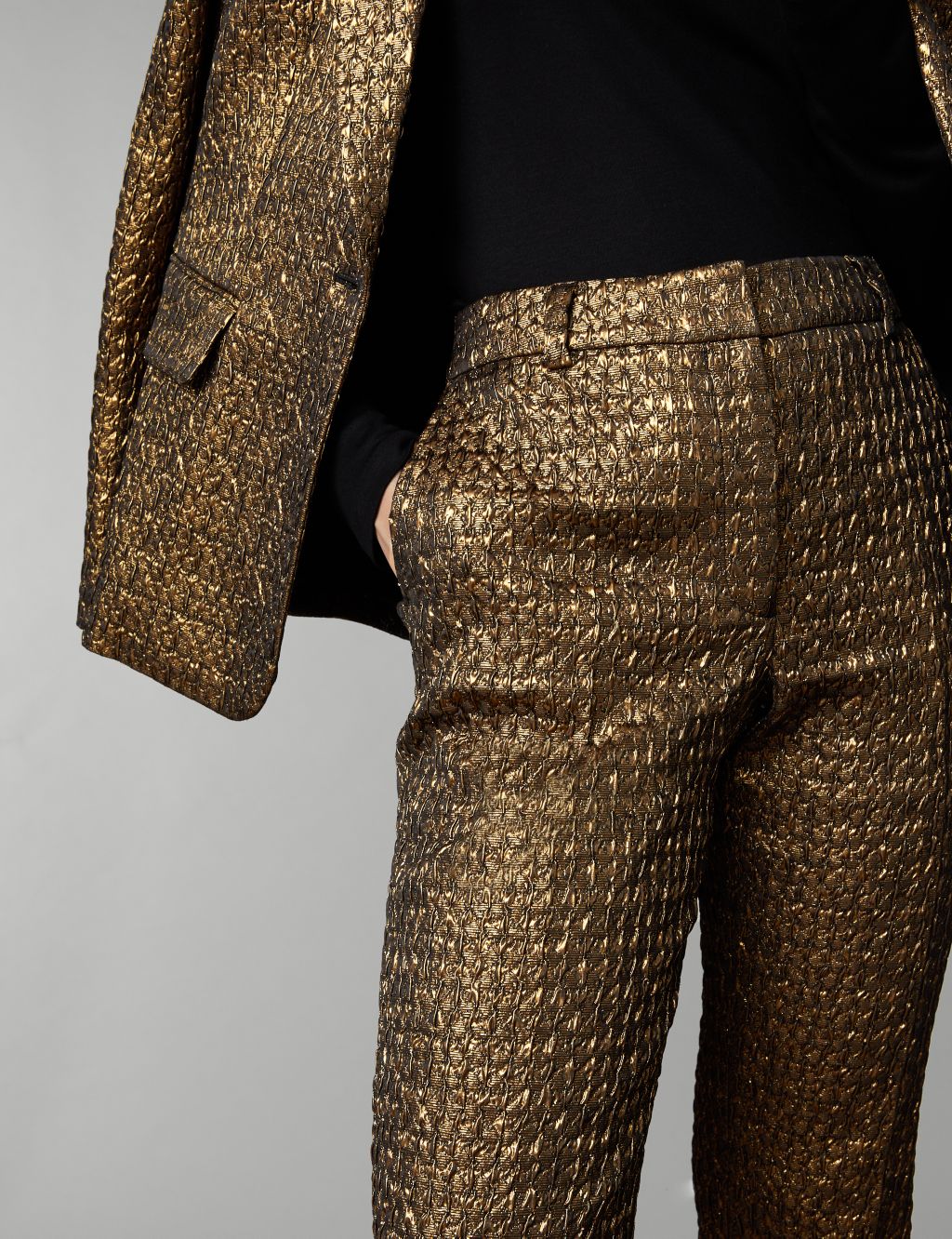 Jacquard Straight Leg Cropped Trousers image 3