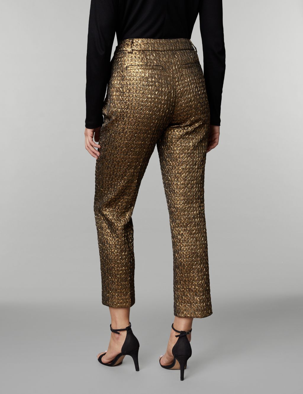 Jacquard Straight Leg Cropped Trousers image 5