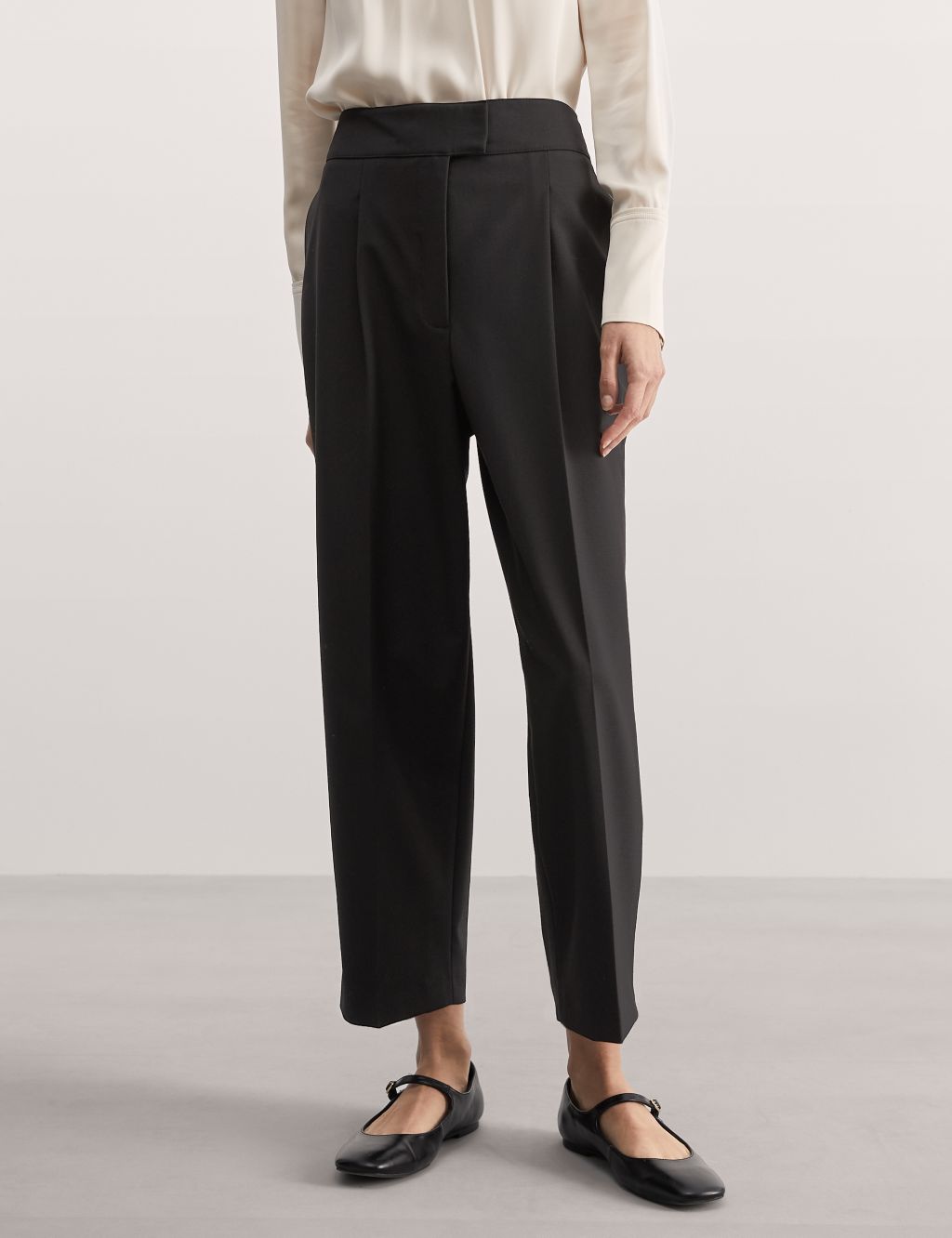 Wool Blend Tapered Ankle Grazer Trousers image 5