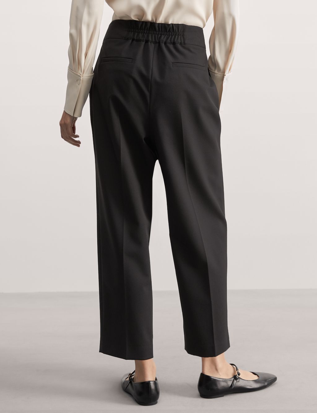 Wool Blend Tapered Ankle Grazer Trousers image 6