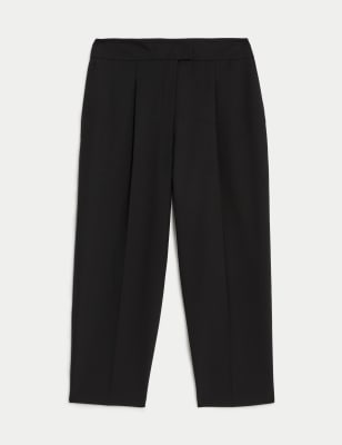 Wool Blend Tapered Ankle Grazer Trousers