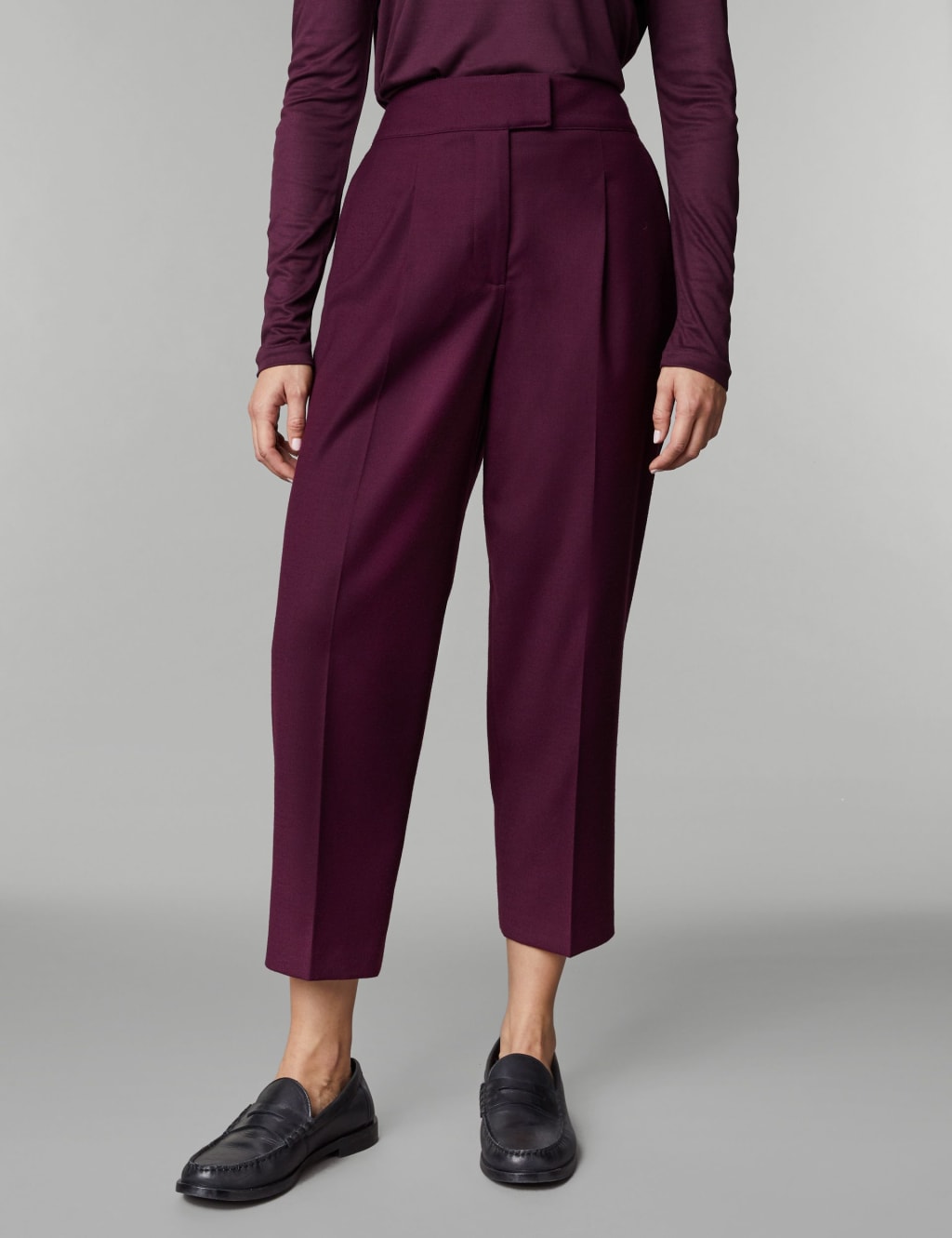 Wool Blend Pleated Tapered Trousers image 3