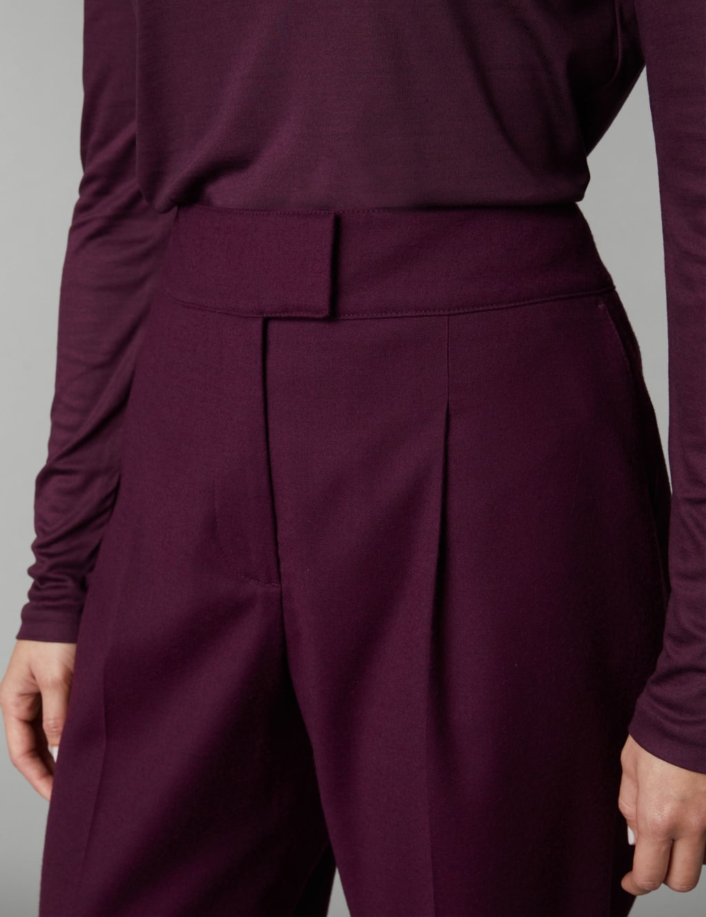 Wool Blend Pleated Tapered Trousers image 4