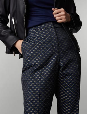 Jacquard Straight Leg Cropped Trousers