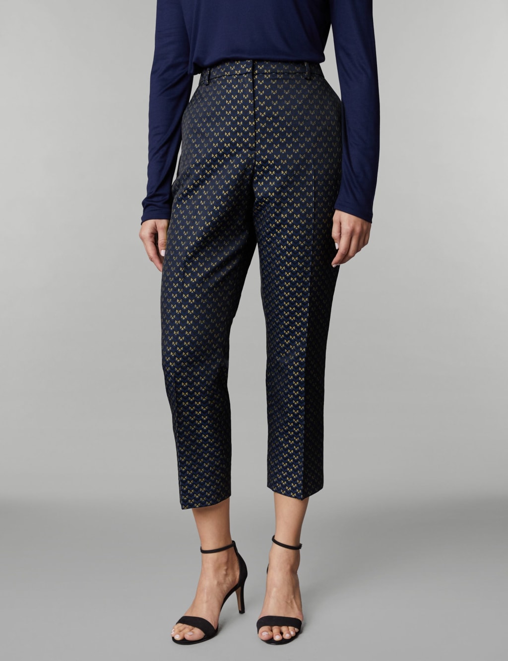 Jacquard Straight Leg Cropped Trousers image 4