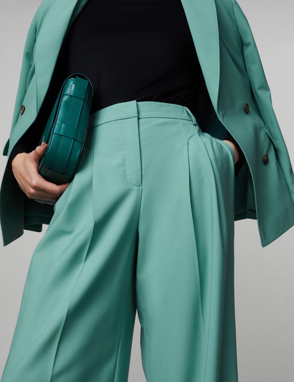 Wool Rich Pleat Front Wide Leg Trousers image 1