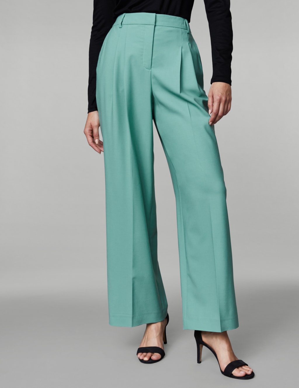 Wool Rich Pleat Front Wide Leg Trousers image 4
