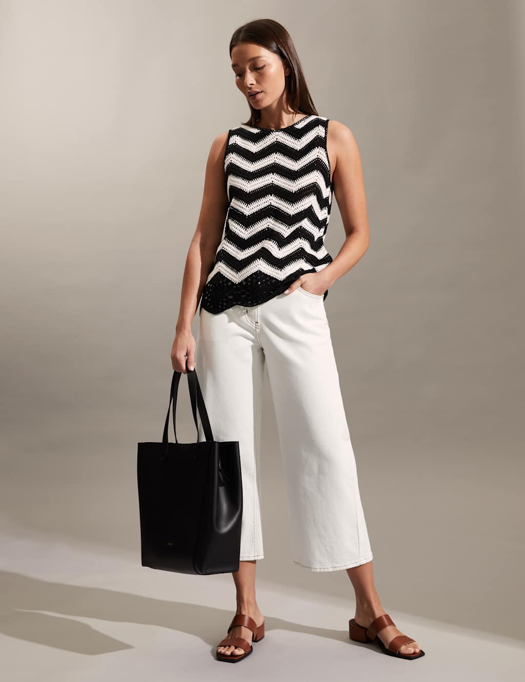 High Waisted Wide Leg Cropped Jeans image 2