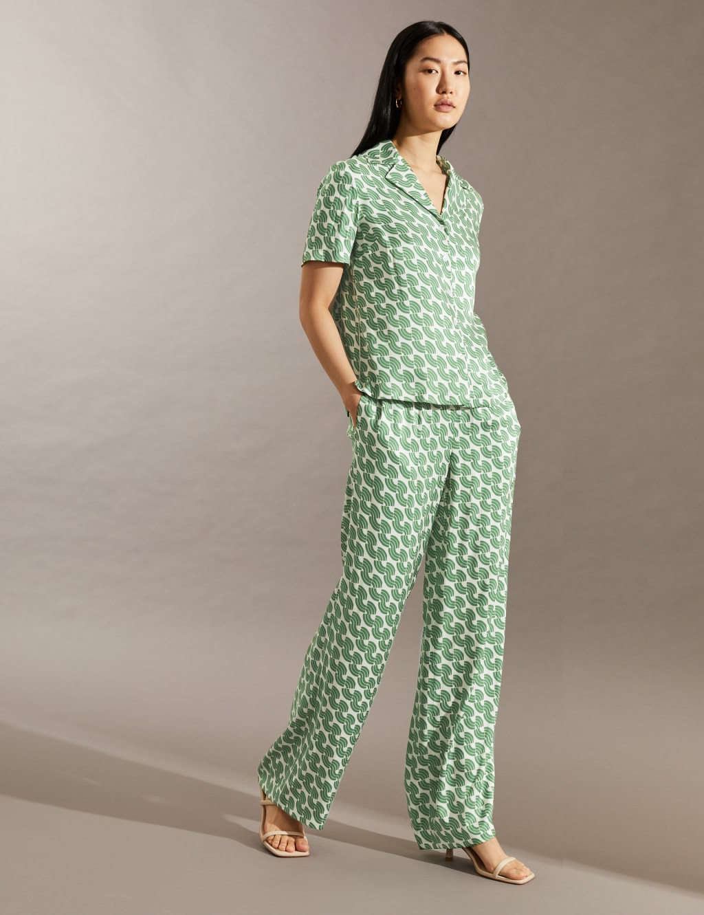 Geometric Wide Leg Trousers image 1
