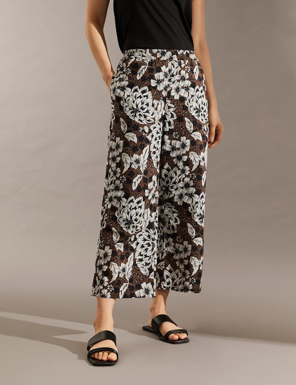 Pure Cotton Printed Wide Leg Trousers image 2