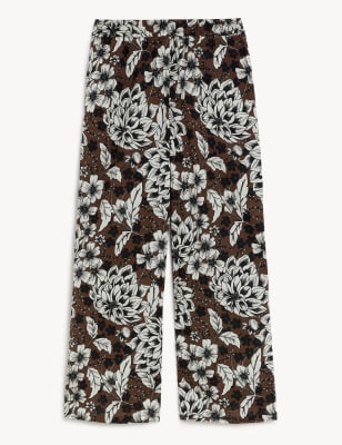 Pure Cotton Printed Wide Leg Trousers