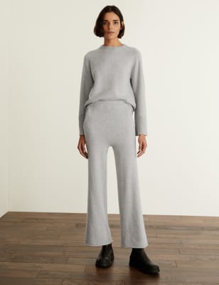 

JAEGER Pantalón de lana de merino con cashmereWomens - Grey Marl, Grey Marl