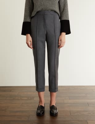 

JAEGER Womens Bequeme Hose aus Wollmischung mit Strukturmuster - Grey, Grey
