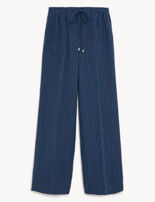Pure Linen Pinstripe Trousers