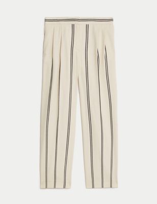 Cotton Rich Striped Wide Leg Trousers