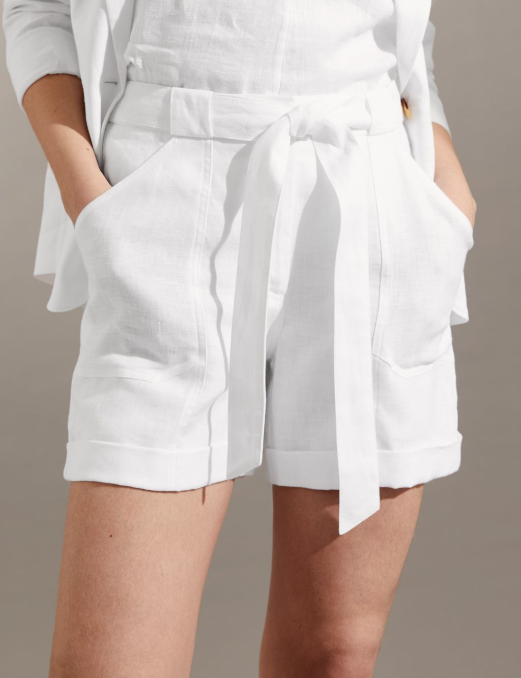 Pure Linen Belted Shorts image 2
