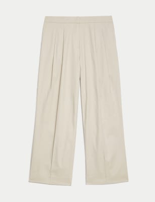 Cotton Rich Pleat Front Wide Leg Chinos