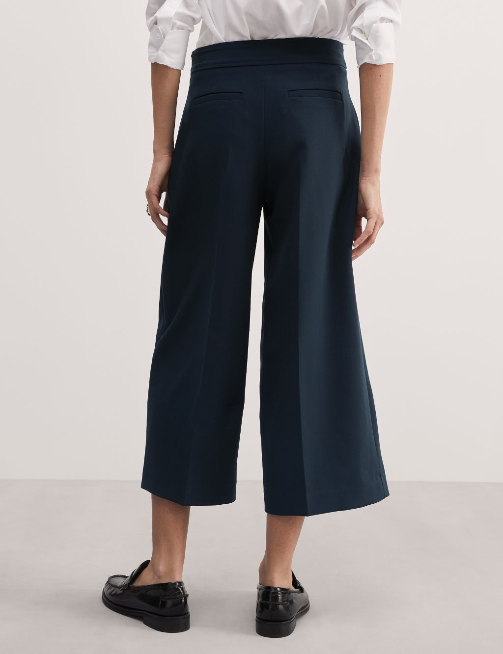 Side Zip Wide Leg Cropped Trousers image 5