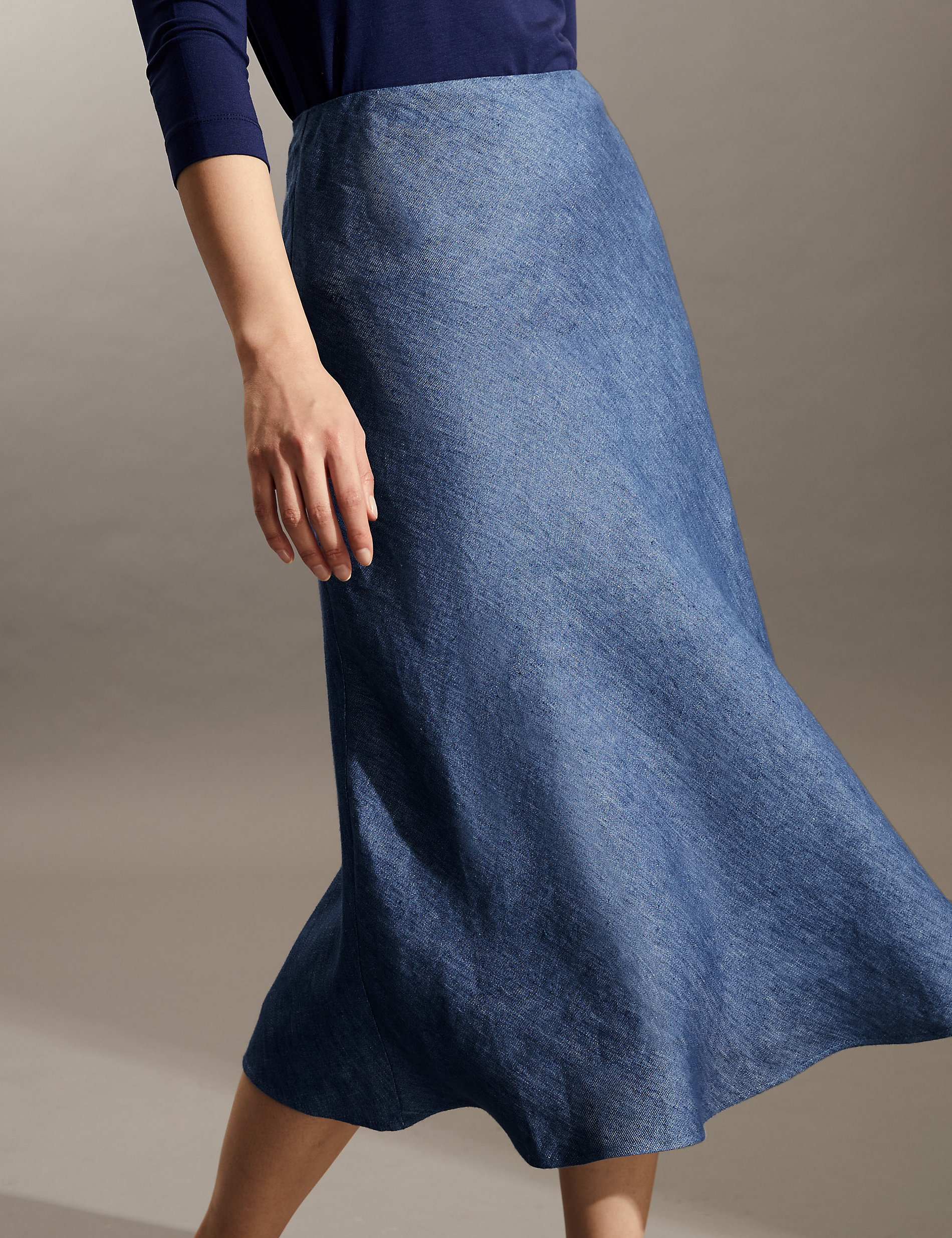 Pure Linen Midi Skirt
