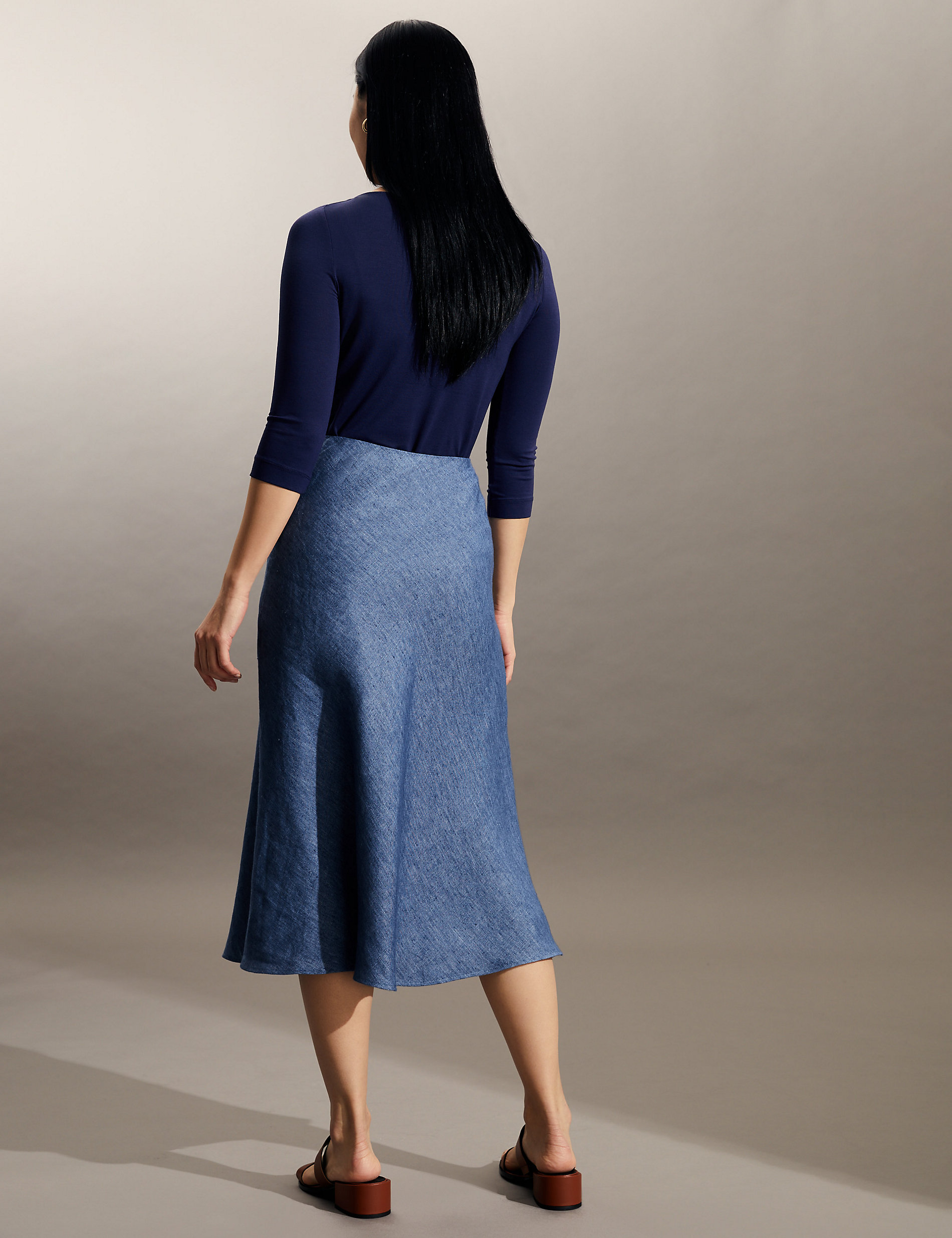 Pure Linen Midi Skirt