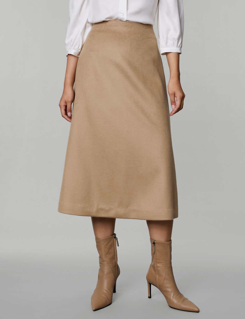 Pure Wool Midi A-Line Skirt image 4