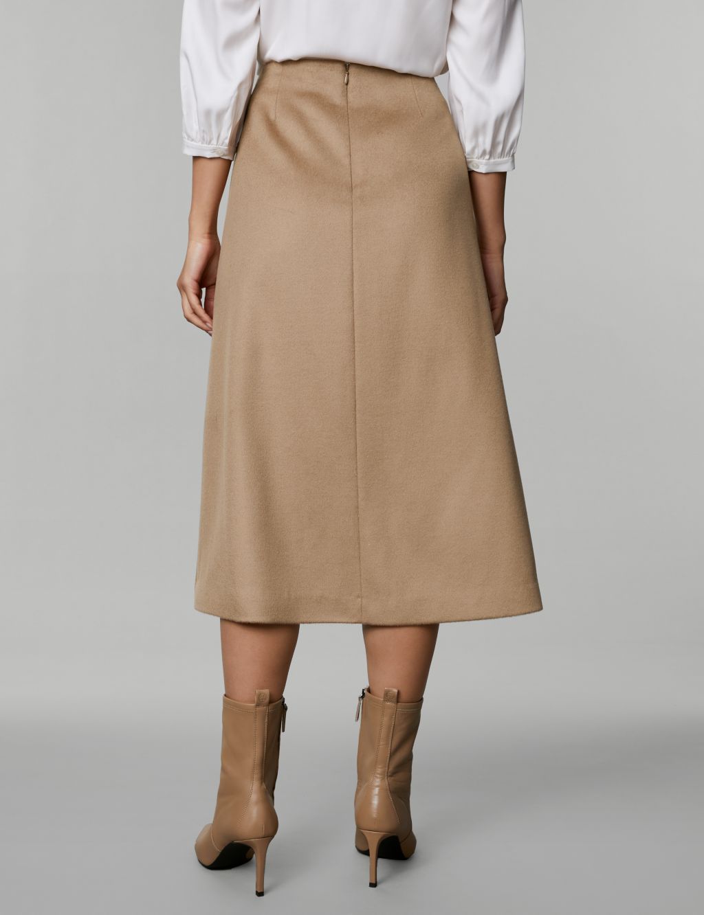 Pure Wool Midi A-Line Skirt image 5