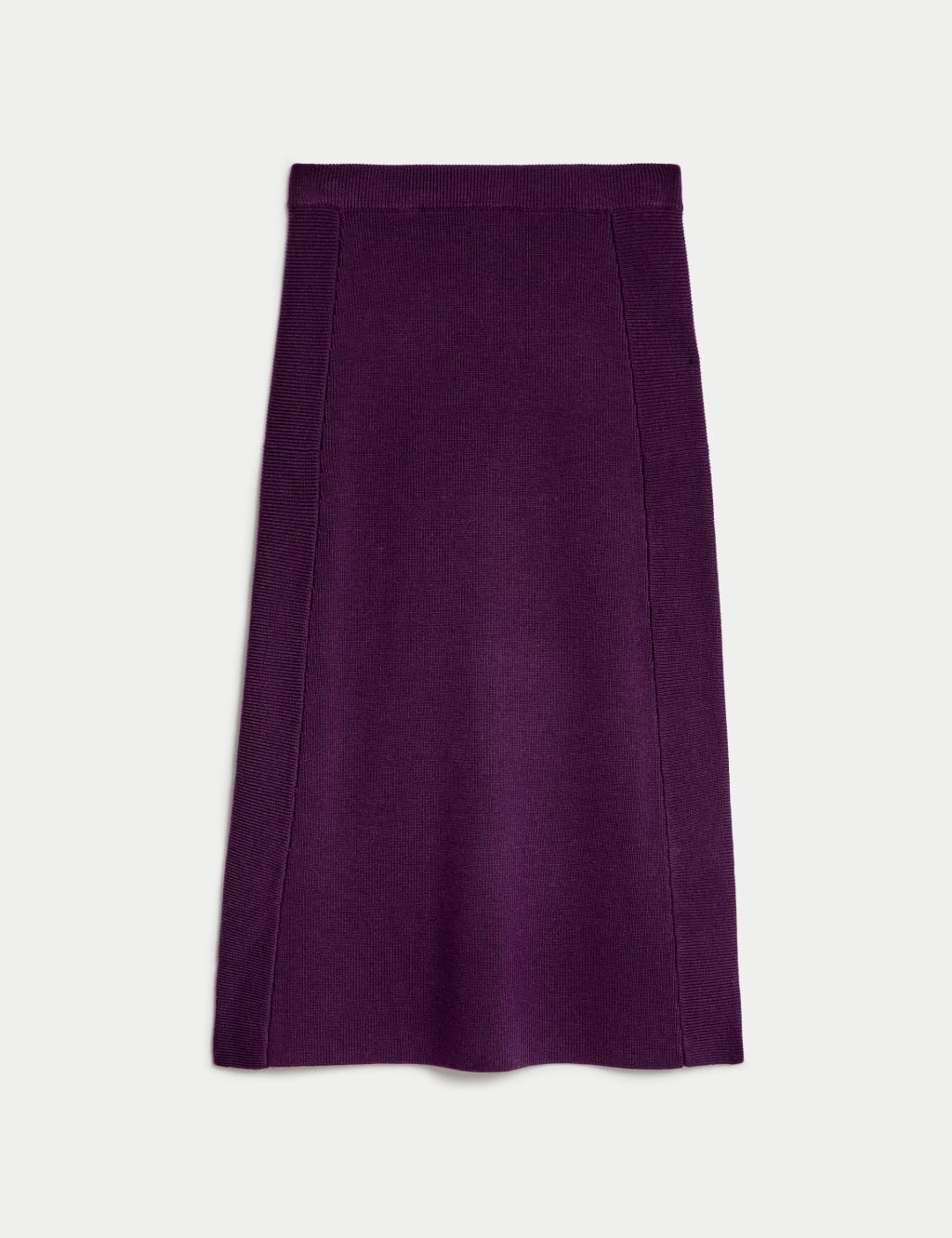 Merino Wool Rich Ribbed Midi A-Line Skirt image 2