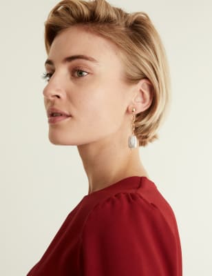 

JAEGER Womens Gold Tone Pearl Drop Earrings, Gold