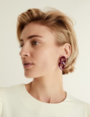 

JAEGER Womens Ohrringe aus Harz mit Gliederkettendesign - Dunkelrosa, Dunkelrosa