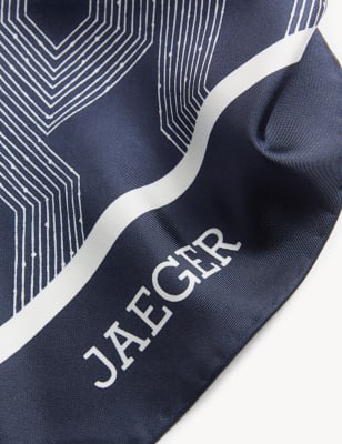 

JAEGER Womens Pure Silk Printed Scarf - Navy Mix, Navy Mix