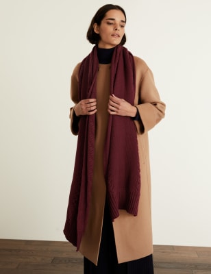 

JAEGER Womens Pure Wool Knitted Scarf - Berry, Berry
