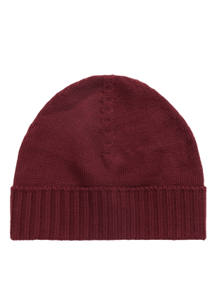 

JAEGER Womens Pure Wool Knitted Beanie Hat - Berry, Berry