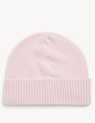 

JAEGER Womens Cashmere Blend Rib Beanie Hat - Pink, Pink