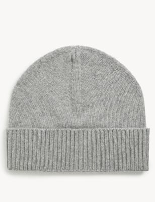 

JAEGER Womens Cashmere Blend Rib Beanie Hat - Grey, Grey