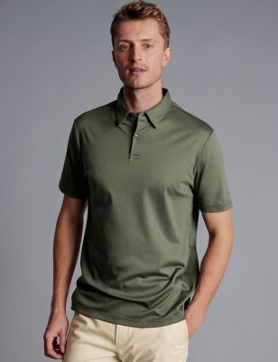 Charles Tyrwhitt Mens Pure Cotton Jersey Polo Shirt - XXL - Green, Green