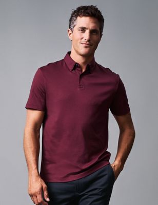 Charles Tyrwhitt Men's Pure Cotton Jersey Polo Shirt - M - Red, Red,White,Navy,Blue Denim,Black